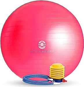 Active Winner バランスボール 65cm アンチバースト 分厚い 滑り止め加工 フットポンプ付 ヨガ ピラティス 筋トレ ストレッチ オフィスチェア