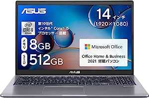 ASUS ノートパソコン X415JA 14インチ 第10世代 Core i5-1035G1 メモリ8GB SSD512GB MS Office 2021搭載 Windows11 バッテリー駆動6.0時間 重量1.53kg スレートグレー X415JA-EKi585AMWS