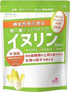 LOHAStyle（ロハスタイル）イヌリン 顆粒 (500g) 機能性表示食品 【食後の血糖値が気になる方に】オランダ産 チコリ由来 (水溶性食物繊維 Non-GMO) 菊芋と同組成 イヌリア