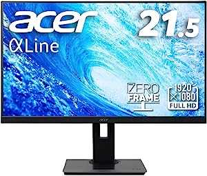 Acer モニター AlphaLine B227QBbmiprx 21.5インチ VA 非光沢 フルHD 75Hz 4ms(GTG)HDMI VESAマウント対応 スピーカー内蔵 高さ調整 高さ調節 ピボット スイベル チルト スピーカー搭載 フリッカーレス ブルーライト軽減 フレームレスデザイン