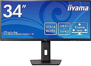 iiyama モニター ディスプレイ 34インチ ウルトラワイド UWQHD 3440×1440 IPS方式 高さ調整 角度調整 HDMI DisplayPort USB3.0×2 全ケーブル付 3年保証 国内サポート XUB3493WQSU-B5