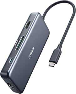 Anker PowerExpand+ 7-in-1 USB-C PD イーサネット ハブ 4K対応HDMI出力ポート 60W Power Delivery 対応USB-Cポート 1Gbps USB-A ポート microSD&SDカード スロット搭載 MacBook Pro / iPad Pro / ChromeBook 他対応 テレワーク リモ�ート 在宅勤務