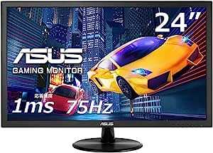 ASUS ゲーミングモニター VP248H 24インチ/フルHD/1ms/75Hz/HDMI,D-Sub/ブルーライト軽減/フリッカーフリー/VESA対応/スピーカー/3年保証