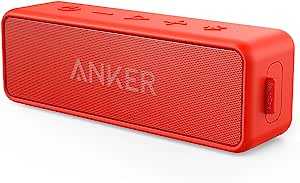 Anker Soundcore 2 (12W Bluetooth 5.0 スピーカー 24時間連続再生)【完全ワイヤレスステレオ対応/強化された�低音 / IPX7防水規格 / デュアルドライバー/マイク内蔵】 (レッド)