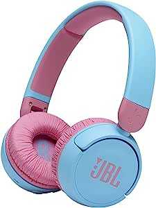 JBL JR310BT 子供向け Bluetoothワイヤレスヘッドホン 音量制御機能搭載/カスタマイズシール付属/最大約30時間再生 ライトブルー/ピンク 2021年モデル JBLJR310BTBLU