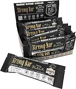 Strong Bar (ストロングバー/カカオブラック) プロテインバー プロテイン20g 砂糖不使用 食物繊維10g 原材料たったの8つ シンプル&ナチュラル処方 国産 (12本入り)