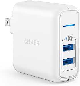 Anker PowerPort 2 Elite (USB 急速充電器 24W 2ポート) 【PSE技術基準適合/PowerIQ搭載/折りたたみ式プラグ搭載/旅行に最適】 iPhone/iPad/Galaxy S22、その他Android各種対応 (ホワイト)