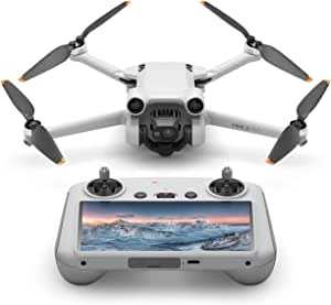 DJI Mini 3 Pro(DJI RC付属)、リモートID対応、折りたたみ可能な軽量カメラドローン、リモコン 4K/60fps動画、 48MP写真、飛行時間34分、249 g未満、前方/後方/下方障害物検知、RTH、グレー 初心者向けドローン