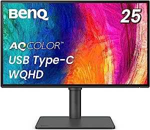 BenQ AQCOLORシリーズ 25型デザイナー向けモニター PD2506Q(WQHD/DisplayHDR 400/IPS/sRGB 100%/USB-C/65W給電/KVM機能/USBハブ/DP out/スピーカー付(2.5W×2)/高さ調整・回転)